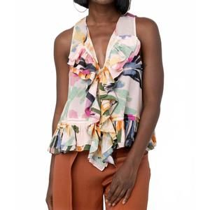 NEW HOPE FOR FLOWERS frilled shell top in rambling floral